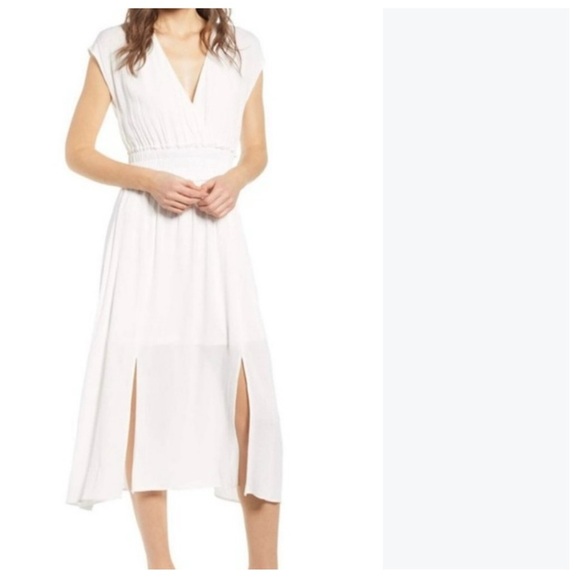 WAYF Leanne Double Slit Smocked Waist Midi Dress - Picture 2 of 7